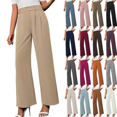 Lässiges Temperament Pendlerhose mit hoher Taille Lose gerade lange Hose mit weitem Bein für Damen