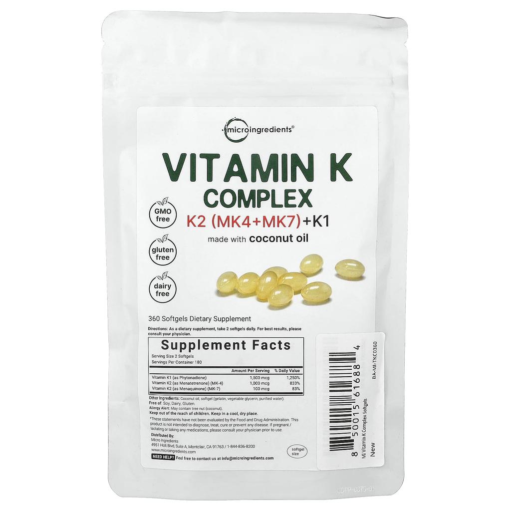 Micro Ingredients, Vitamin K Complex, 360 Softgels