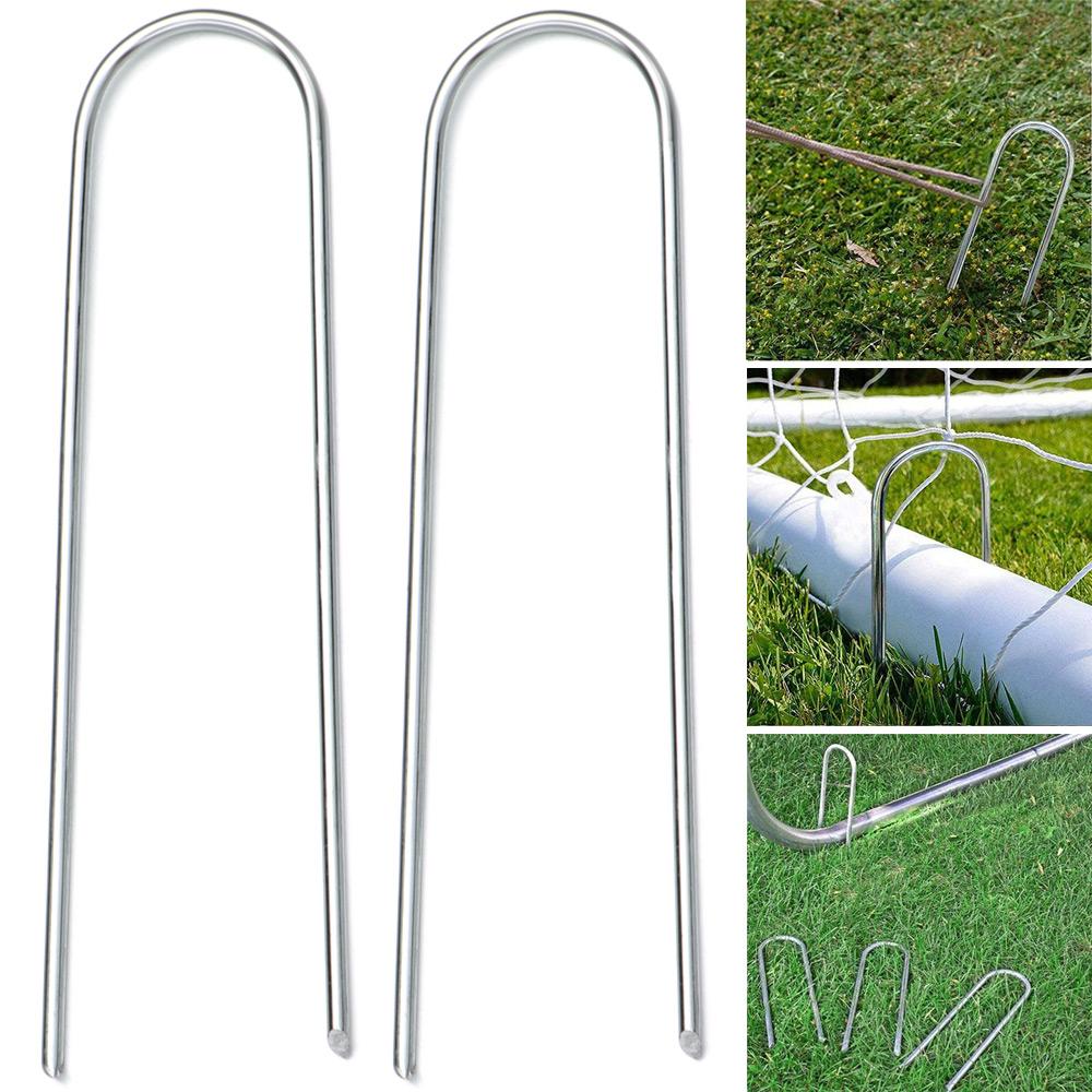 6pcs Reusable Goal Pegs Ground Nails Trampoline Pile U-Shaped Pegs Tent Ground Nails Ground Anchor