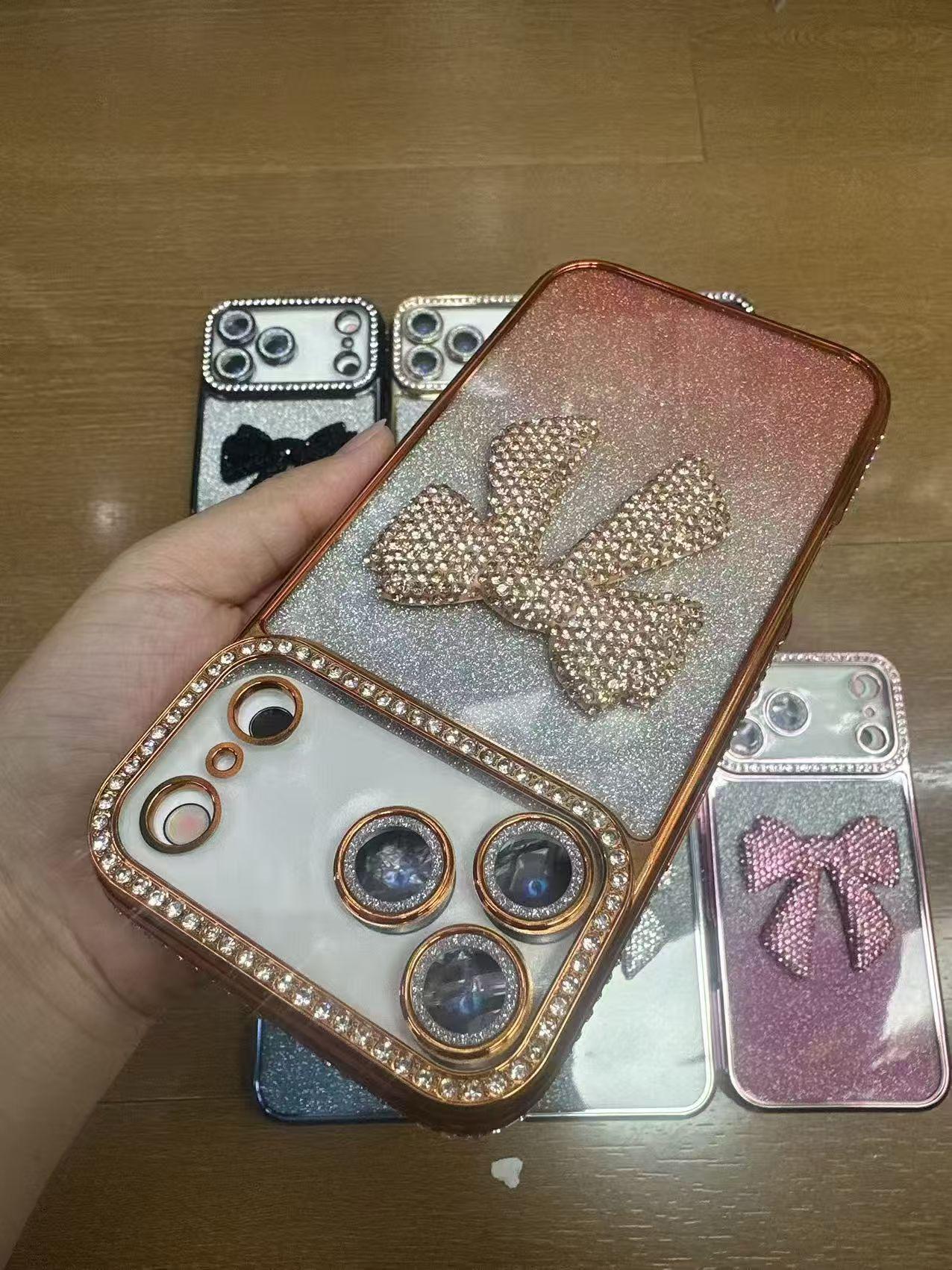 Luxury Rhinestone Bowknot Phone Case for Apple 17 Promax - Full Coverage Apple 17 Pro Max