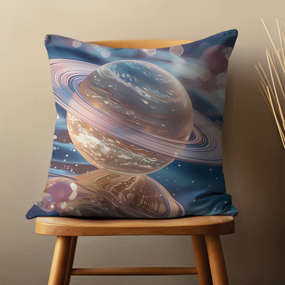 Pink Dreamy Landscape Pillow Case Living Room Sofa Cushion Cover Suitable For Home Bedroom Decoration And Protector