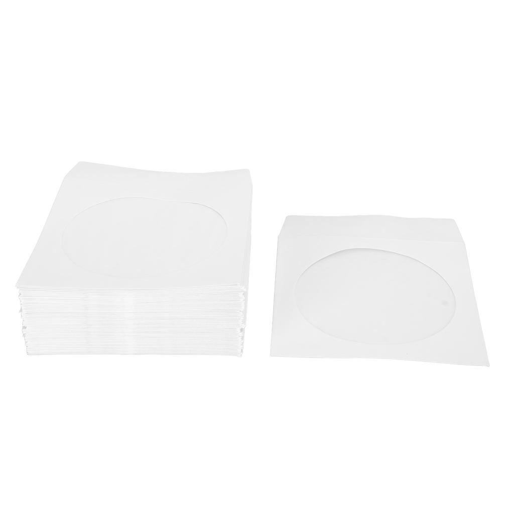 100Pcs CD Sleeves 4.9in Wide Clear Window Dustproof Thick Reusable CD Envelopes for 12cm 4.7in DVD Discs