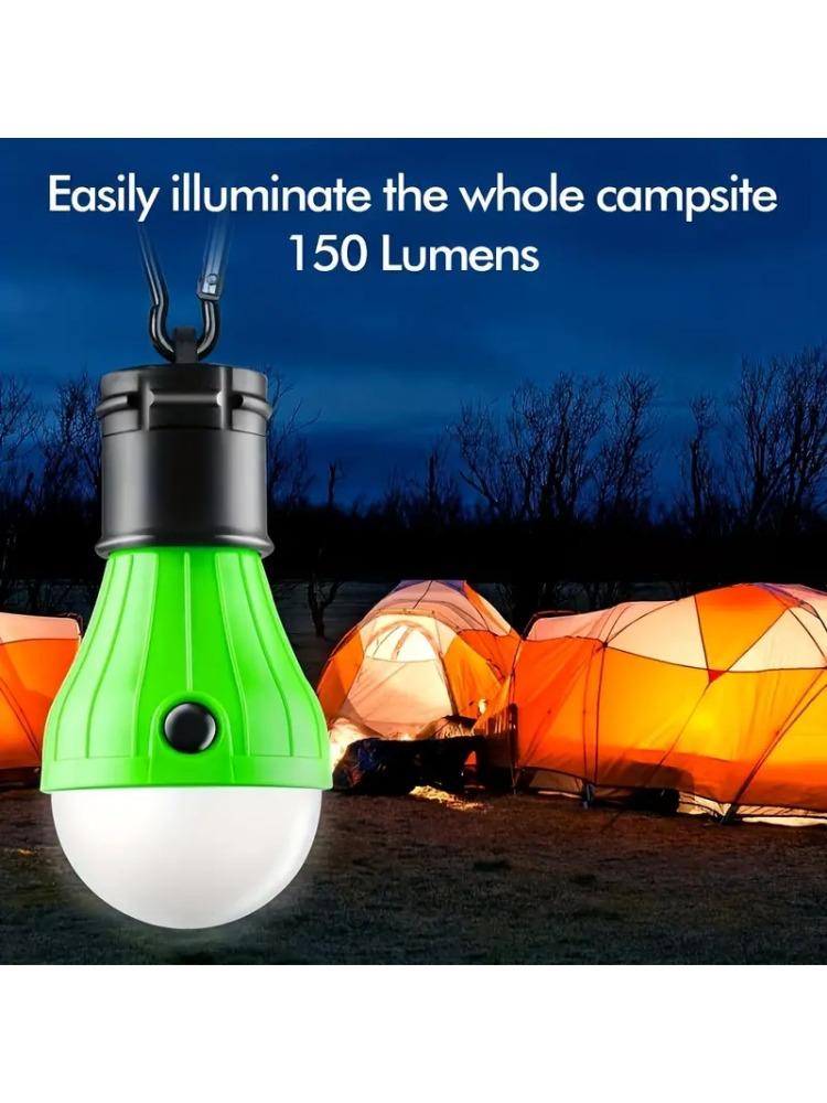 Portable LED Tent Light with Carabiner Hook - Outdoor Camping Lantern with 3 Lighting Modes, Battery Powered
