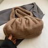 Yogodlns Fashionable Wrinkled Cloud Bag Soft Faux Fur Small Shoulder Bags for Women Winter Trend Handbags Crossbody Bag