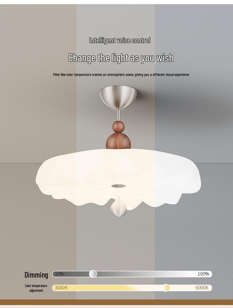 Pre-owned Walnut Dining Table Swing Arm Chandelier, French Cream Style, Eye-Protective.