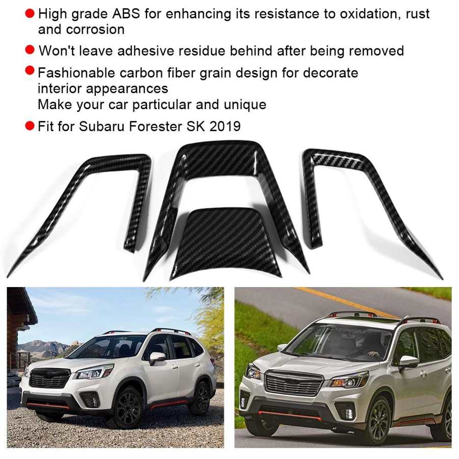 4pcs Car Interior Steering Wheel Panel Decoration Cover Trim Fit for Subaru Forester SK  Carbon Fiber Grain Car