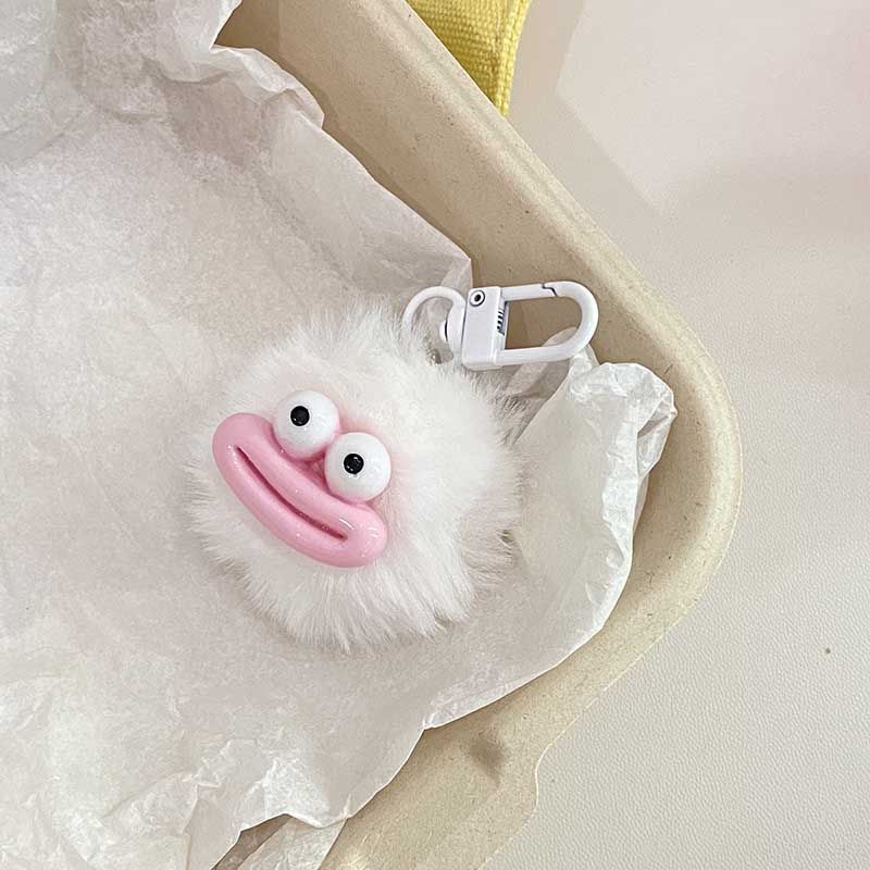 Funny Sausage Mouth Keychain - Cute Plush Hairball Pendant for Backpacks & Car Keys, Whimsical Bag Charm Accessory Gift