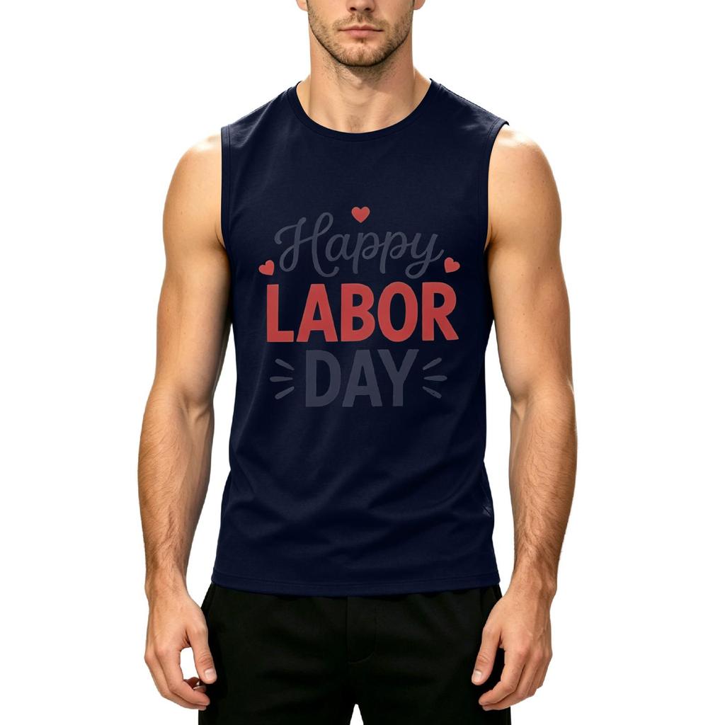 Men's Sleeveless Casual Tank Top Muscle Shirt Lightweight Printed Summer Workout Fitness Gym Tee