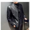 Men Spring Autumn Men's Motorcycle Leather Jacket Solid Stand Collar Jacket Fashion Casual Trend Windproof Coat Streetwear