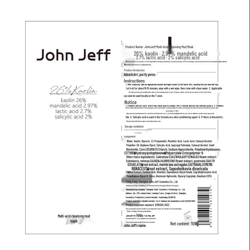 John Jeff Multi-Säure Tiefenreinigende Tonmaske