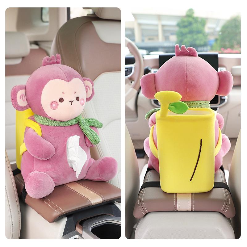 Fisherman Duck 2-in-1 Car Armrest Box Tissue Box with Creative Cute Cartoon Tissue Case Paper Box Garbage Can Car Storage