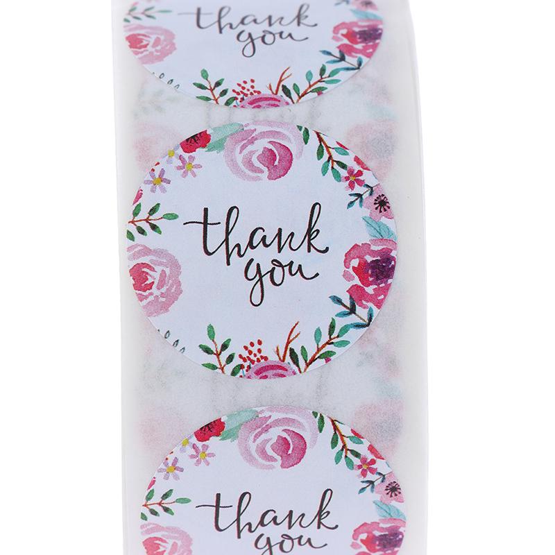 500 Labels/roll Thank You Sticker Seal Labes Flower Stationery Sticker