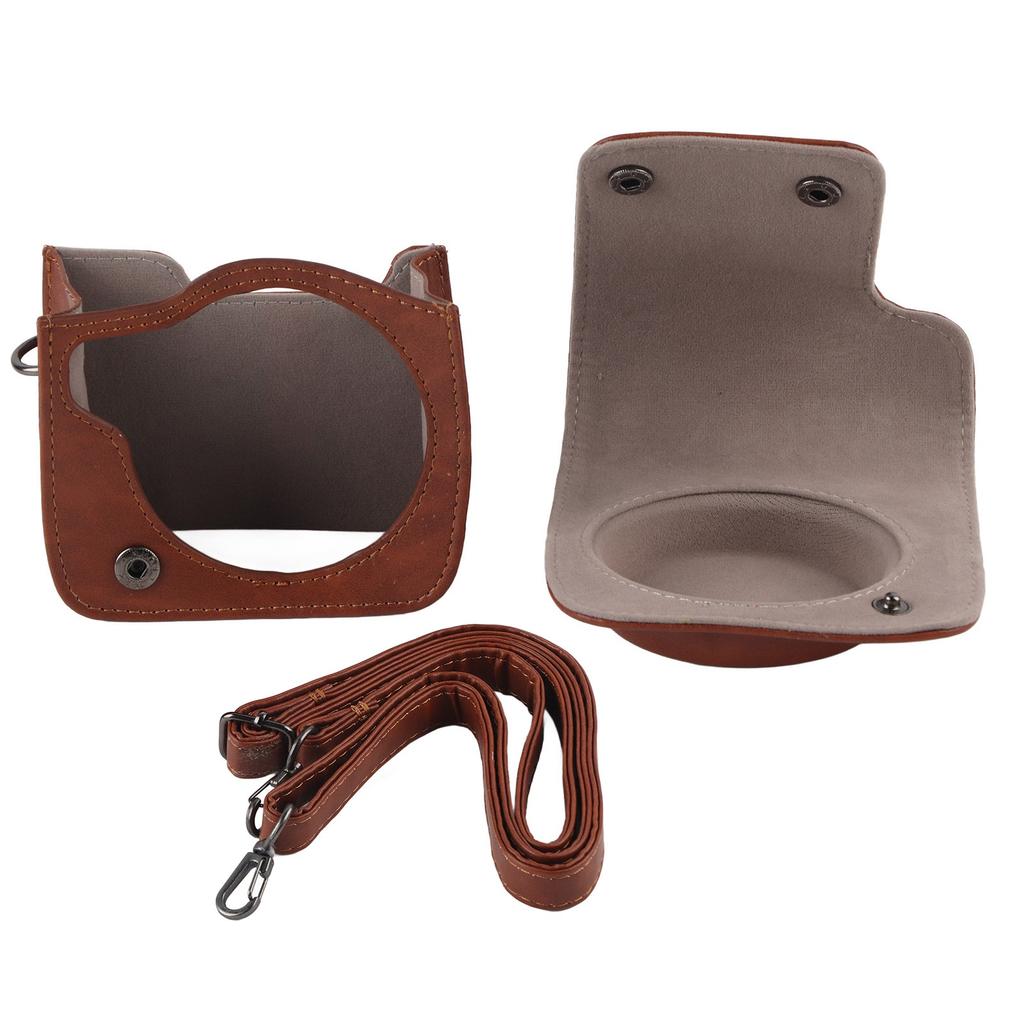PU Leather Protective Cover Case Bag for Fujifilm Instax Mini 90 with Shoulder Strap (Brown)