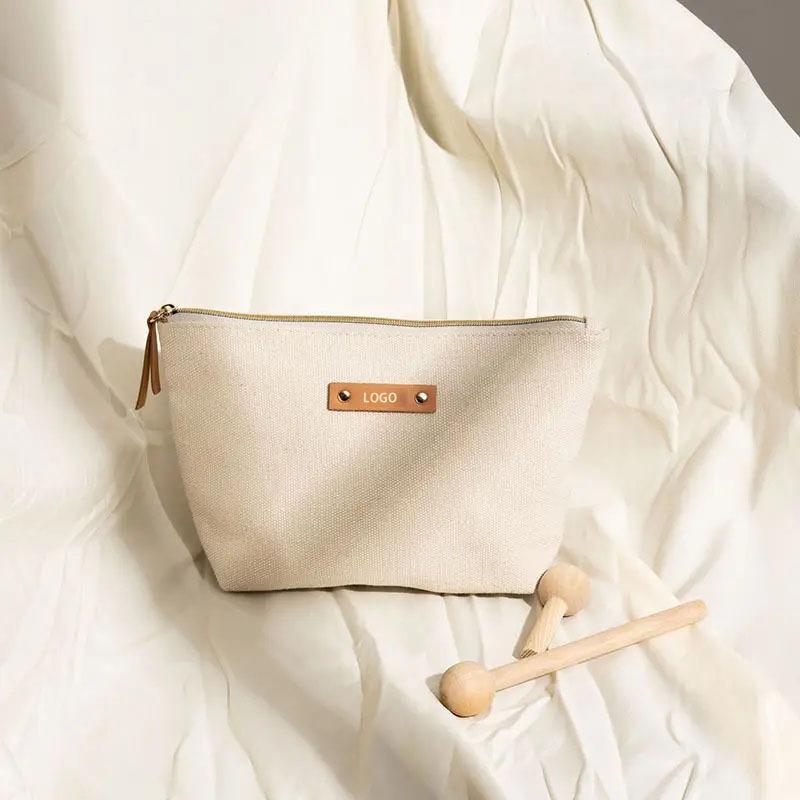 Light luxury premium canvas cosmetic bag large capacity portable going out partition layered cosmetic storage bag toilet bag