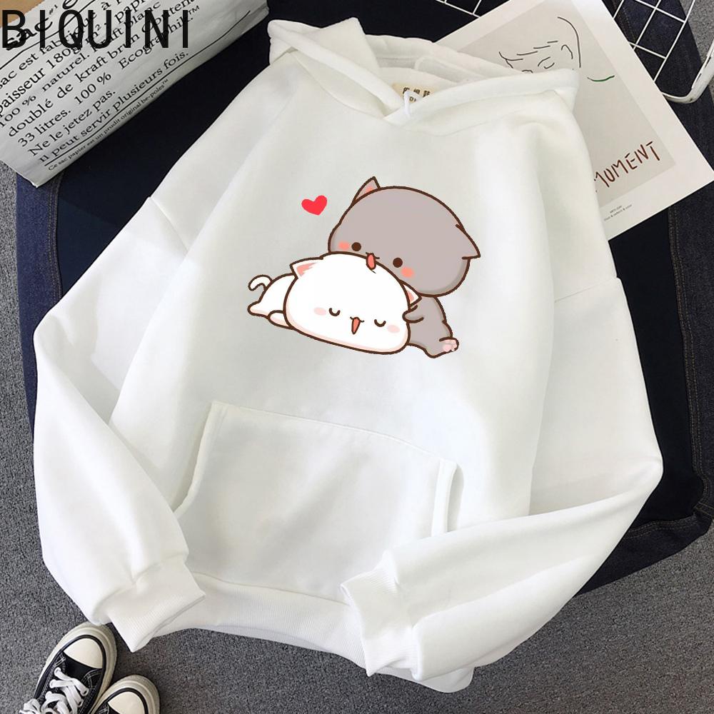 Pfirsich Katze Kawaii Nette Plus Größe Hoodies Warme Harajuku Übergroßen Sweatshirt Frauen Cartoon Winter Druck Pullover Lose Streetwear