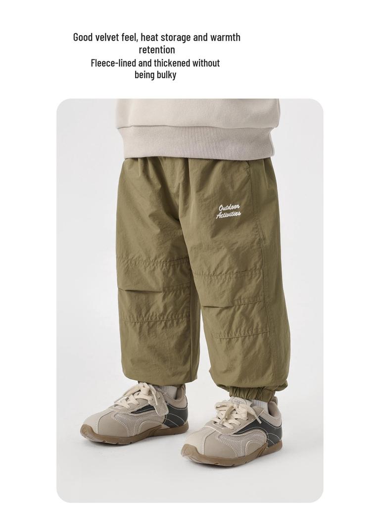 Right European Boys' Fleece-Lined Winter Cotton Pants for Kids