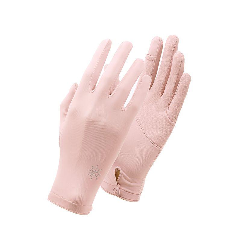 

Ice Silk Women S Outdoor Thin Breathable Sun Protection Gloves Flap Snap Non Slip-Light Powder All yards