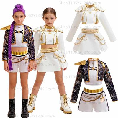 Girls Party Carnival Idol Roleplay Suit Fashion Shorts+top+jacket Three-piece Set Spring Birthday Party Costume Kids