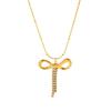 European and American Ins Light Luxury Diamond-encrusted Bow Pendant Necklace Women's Plated 18k Gold Stainless Steel Waterproof Design Clavicle Chain