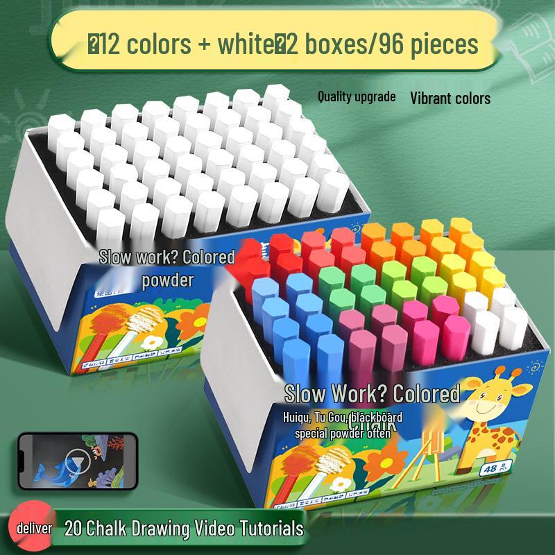 Vivid Dustless Multi-color Chalk for Children and Teachers - Keeps Hands Clean