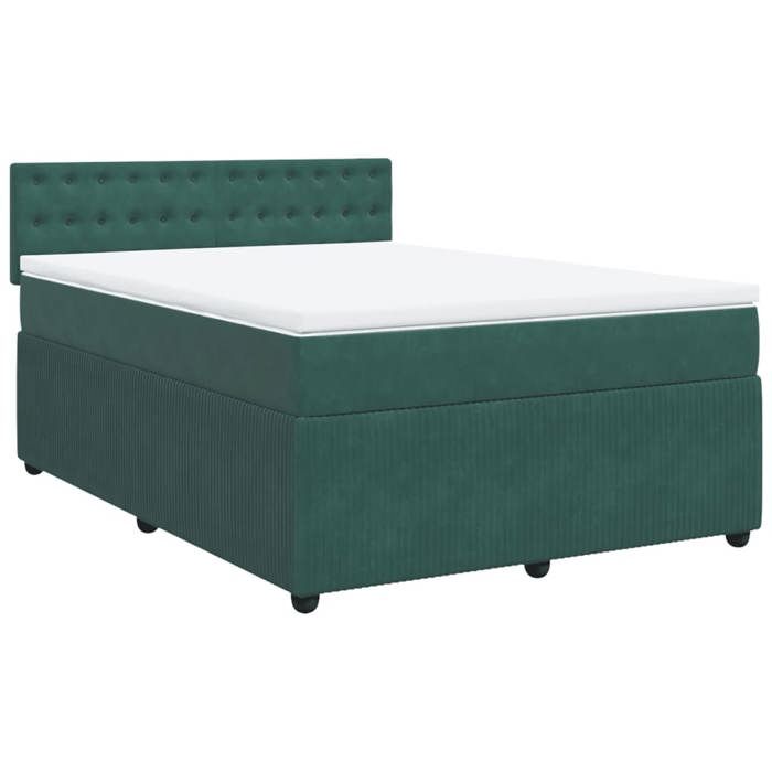 VidaXL Slatted Bed Base and Mattress Dark Green 140x200cm Velvet 3287773