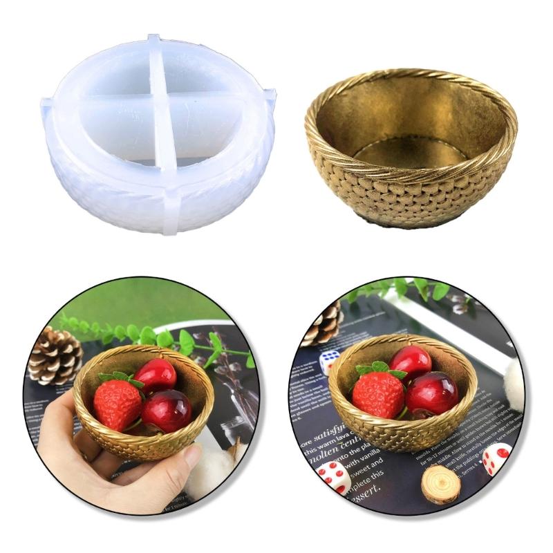 Pattern Bowl Candle Cup Container Molds Storage Box Silicone Mold for DIY Epoxy Resin Trinket Rings Holder Home Decor