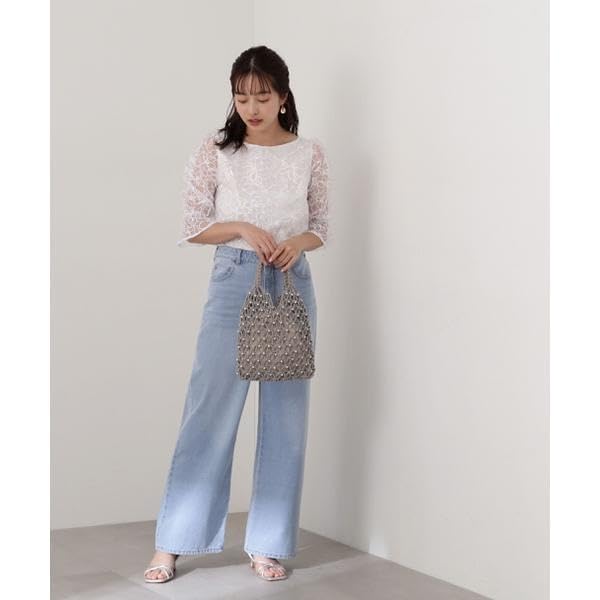 Proportion Body Dressing Organza Embroidery Ivory Women's Blouse,