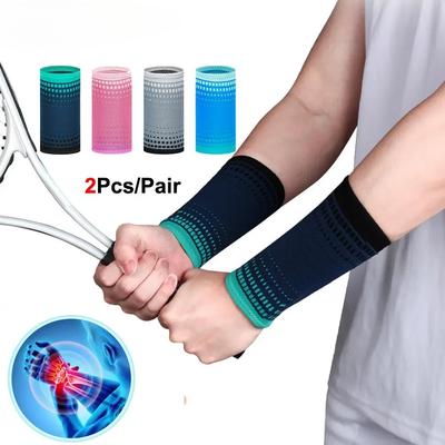 2Pcs Wrist Band Nylon Knitted - Light, Elastic & Breathable - Men, Women - For Sweat, Sports, Exercise, Workout, Gym