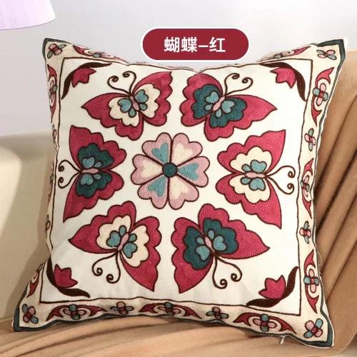 Cotton Ethnic Style Embroidery Pillow Case Car Pillow Cover Sofa Large Cushion Cover 45x45cm Luxury Pillow Case