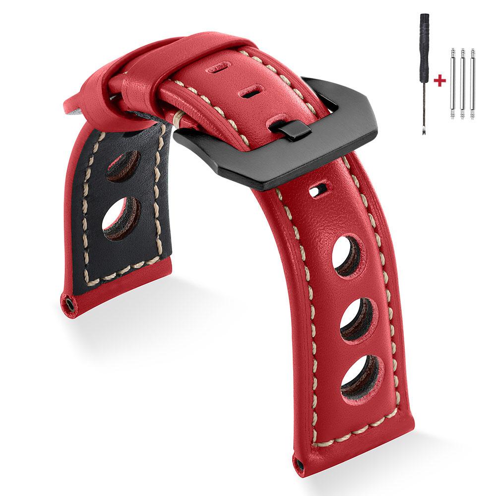 Vintage Cowhide Watch Strap Bracelet Breathable Genuine Leather 20mm 22mm 24mm 26mm Watchband Men's Watch Band with Pin Buckle