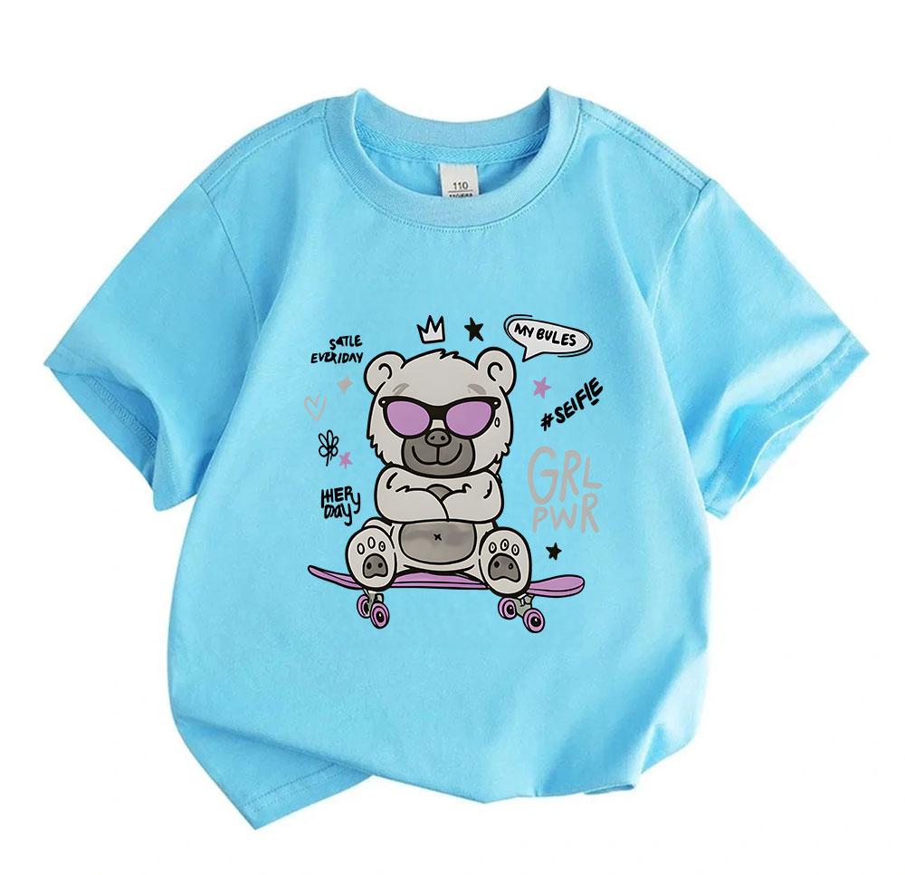 Kids Boys Girls 100% Cotton Short Sleeve O-Neck T-Shirt, Coo