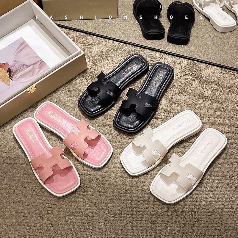 Korean-Style Square Toe Summer Flip-Flops for Women and Kids: Fashionable Outdoor Beach Sandals