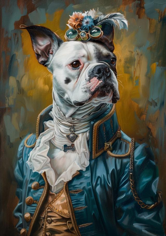Premium Vintage Royal Animal Pet Portrait Posters and Prints Canvas Printing Wall Art Picture for Living Room Home Decor Gifts