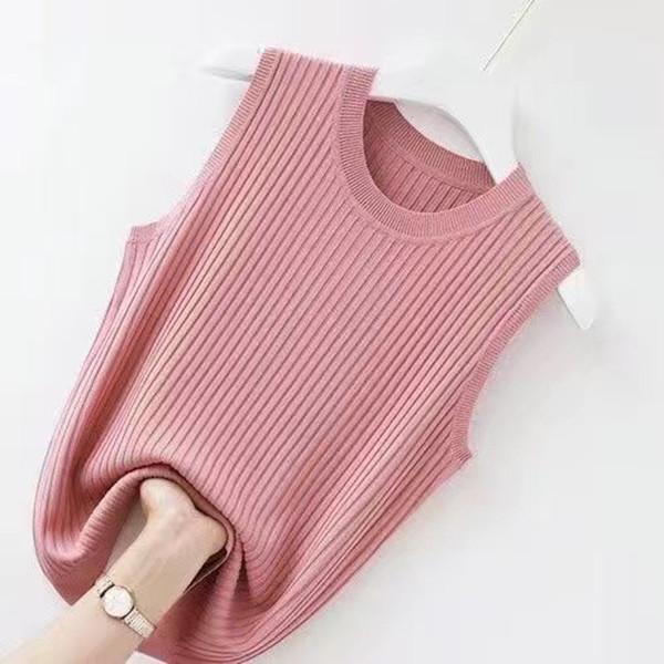 New Vest Women's Round Neck Large Size Pullover with Thin Bottom and Slim Body, Simple and Thin Inside and Sleeveless.