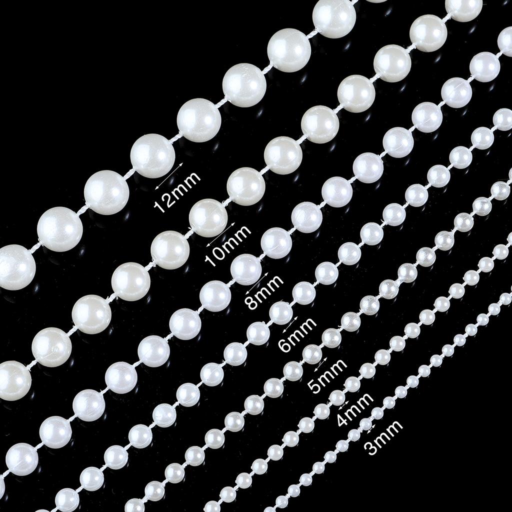 5Yards/Roll Imitation Pearl Beads Chains Round Beads String Line Chains For DIY Wedding Party Decor Jewelry Making Accessories