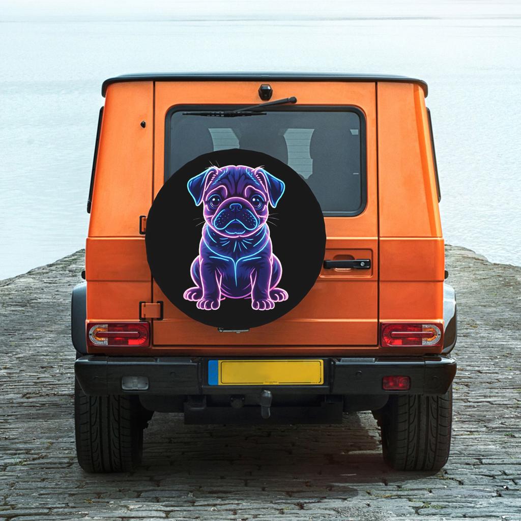 1 Pack Pug Print Print Spare Tire Cover, Cool Trendy Look, Compatible With SUVs, Sports Cars, Coupes And All Performance Vehicle