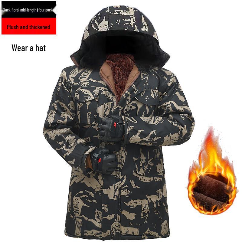 Binxun Men s Padded Work Jacket with Hood XL