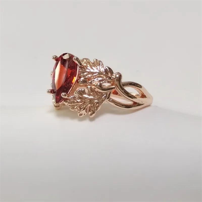 New Personalized Copper Set Zircon Women's Ring with Colorless Ruby Droplets