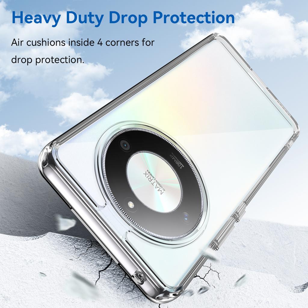 WANLONFENG MF Series for Honor X9b 5G Case TPU+Acrylic Clear Phone Cover with Tempered Glass Film