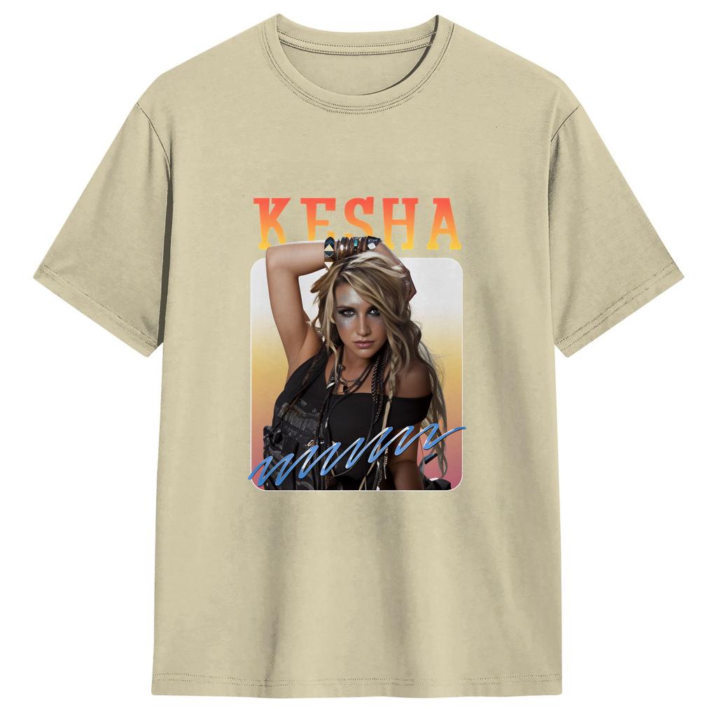 Singer Kesha TShirt Unisex Vintage TShirts Beach Comfortable Novelty Tee Shirt Loose Oversized Clothes