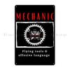 Mechanic Caution Flying Tools And Offensive Language Metal Sign Vintage Create Vintage Rusty Club Tin Sign Poster