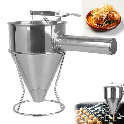 Dávkovač těsta na cupcaky a palačinky, trychtýřový dávkovač se stojanem, nerezové nástroje na octopus balls, kuchyňské doplňky