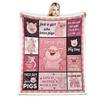 Cartoon Pig Print Flannel Blanket Sofa Nap Blanket Sheet Bedspread Blanket