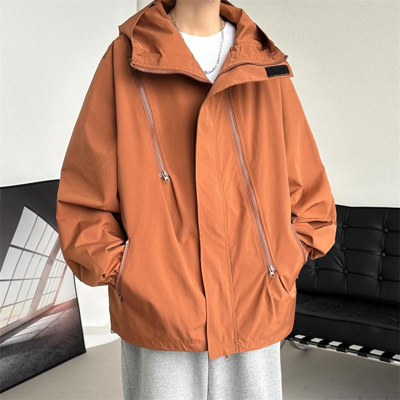 New Simple Jacket Men's Jacket Top Outdoor Casual Hooded Three-proof Multi-zipper Jacket Mountaineering Zipper Jacket