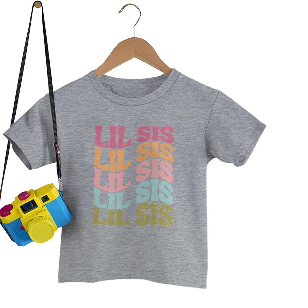 Big Sister Little Sister Print Tshirt for Girl Siblings Matching Outfit Tops Summer Sibling T Shirt Retro Children Clothes Tee