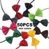 50pcs Dog Bow Ties for Dogs with Adjustable Collar Puppy Cat Dog Neck Tie Collars Pet Grooming Accessories for Holiday & Wedding