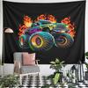 "Flaming Monster Truck Illustration" Pattern Wall Hanging Tapestry Decorative Tapestry Home Decor for Bedroom and Living Room