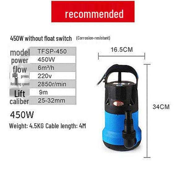 Pompă submersibilă silențioasă compactă, rezistentă la acizi și alcali, rezistentă la coroziune, cu înălțime mare de pompare și aspirație inferioară