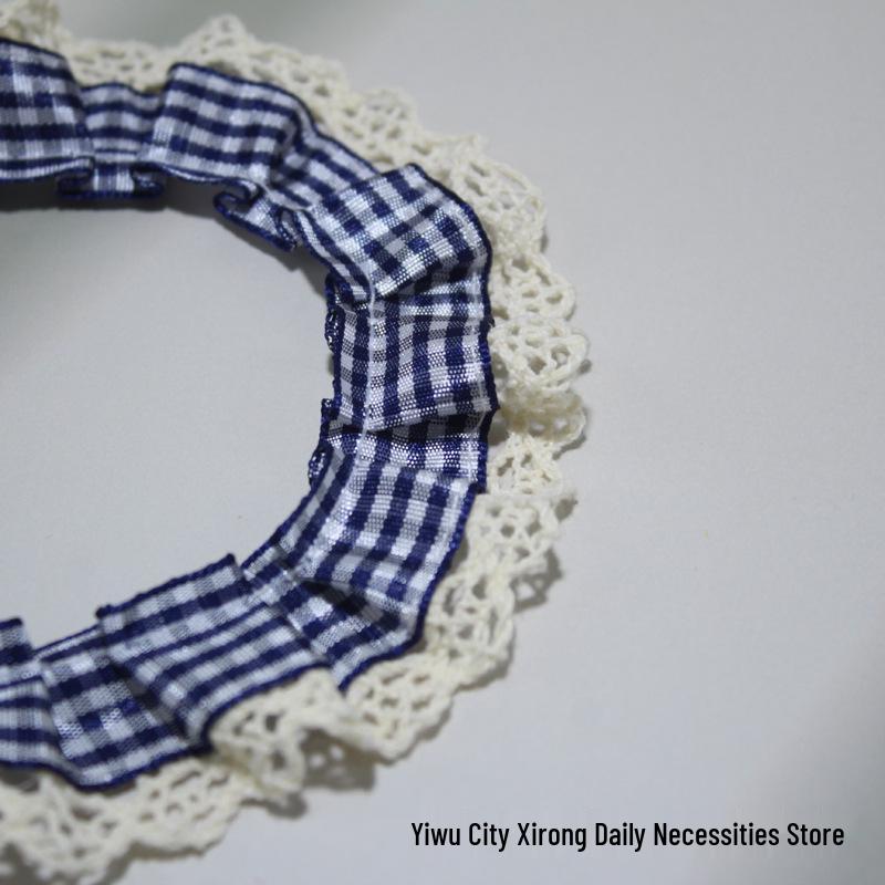 Pleated Grid Lace Trim Cuffs Hem Doll Clothes Ita Bag Frame DIY Kit