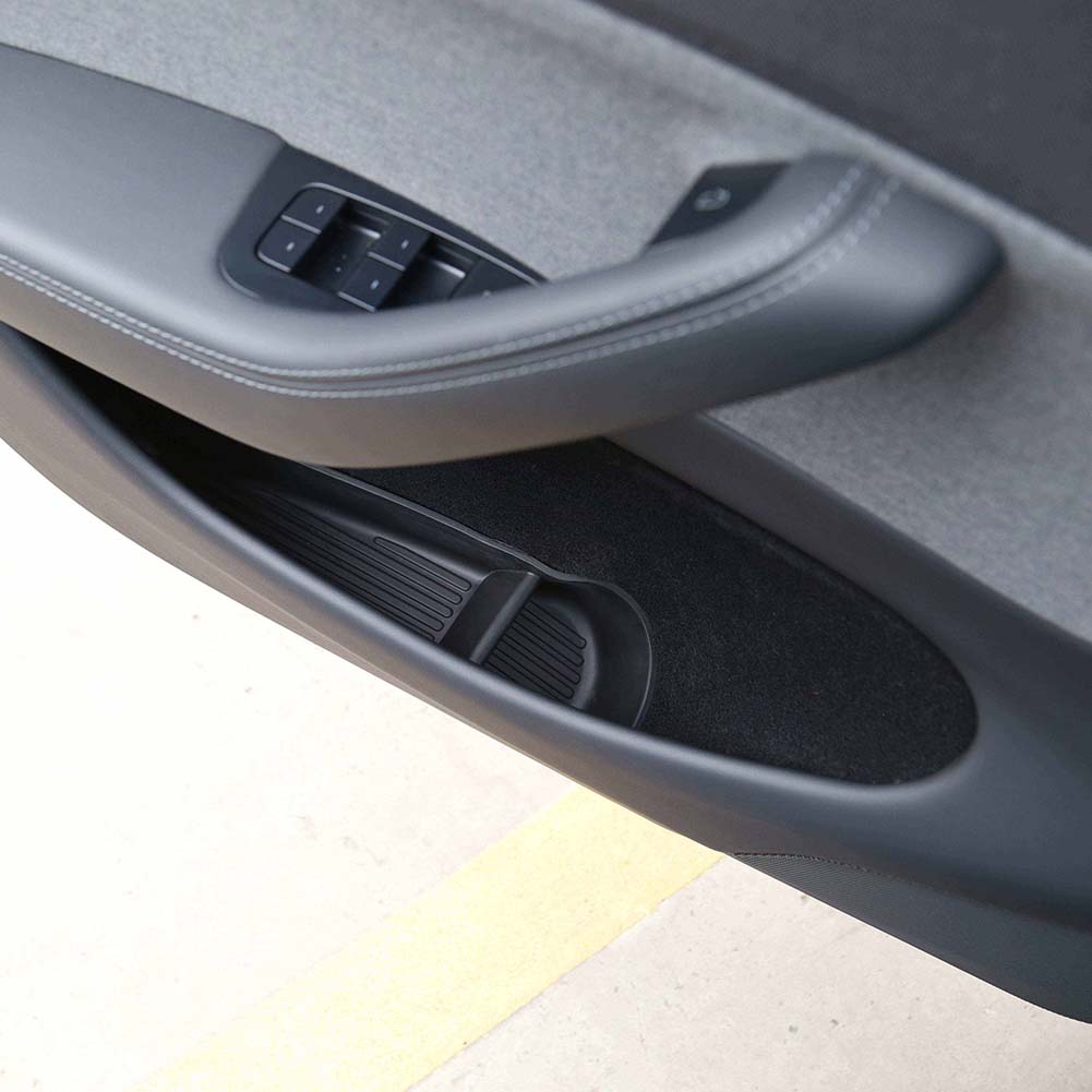 4Pcs/Set Car Side Door Storage Box For Tesla Model Y 2026 Armrest Tray Organizer TPE Door Slot Tray Organizer